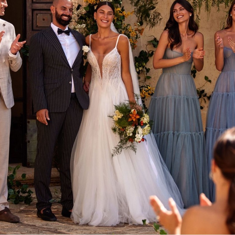 Milla Nova a line tulle beaded lace Wedding dress